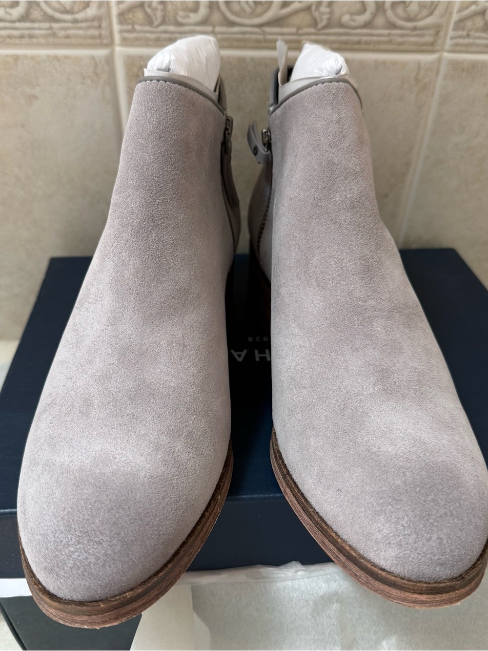 Cole Haan NWT Hayes Flat Booties in grey suede. Size 8.5